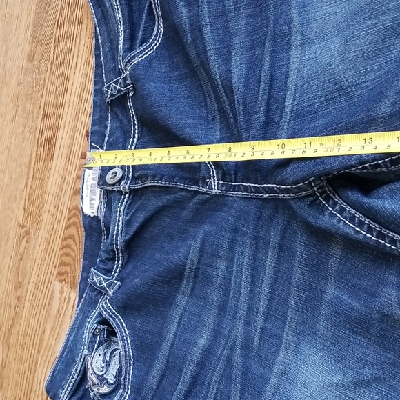 (24) Hydraulic Denim Bailey Distressed Embellished Cotton Blend Jeans Western - Picture 9 of 11